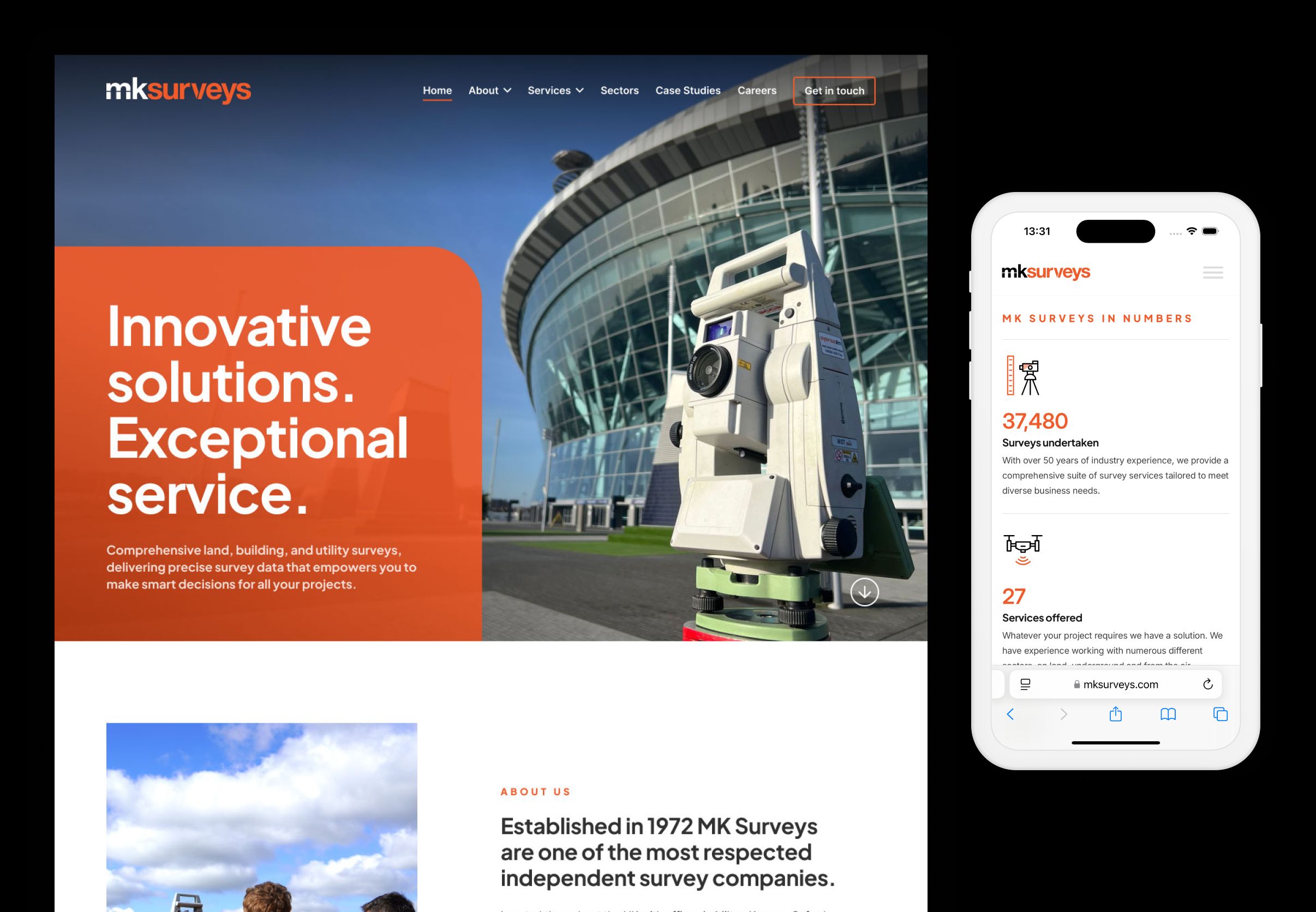 MK Surveyn website screenshots desktop and mobile size